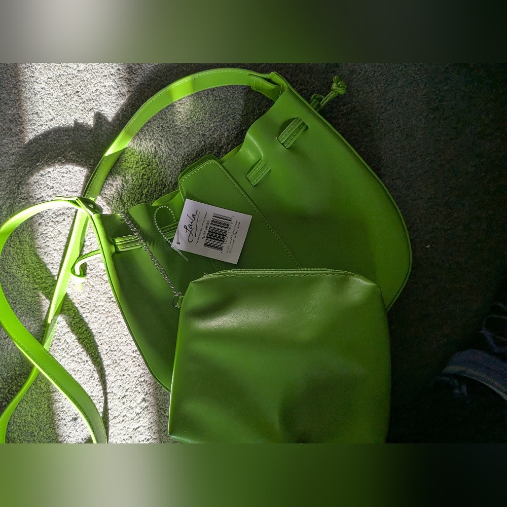 Green Shoulder Bag with Removable Pouch - Unbranded